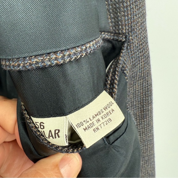 Pronto Uomo Suit Coat Blazer Gray Blue Size 56 R 100% Lambswool Two-button - Picture 7 of 9